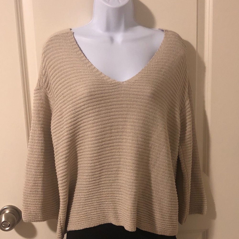 V neck oversized textured sweater